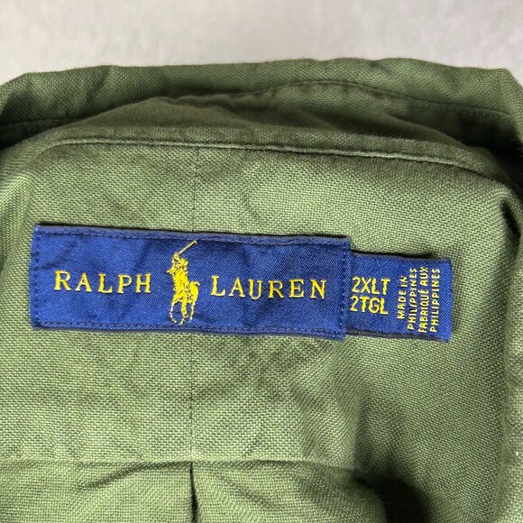 GUC Ralph Lauren Men's Size XXLT Green Button Down Orange Pony Logo Oxford Shirt - Picture 3 of 7